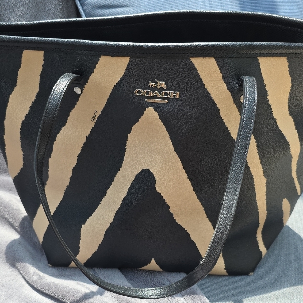 Coach Black and Tan Signature Tote